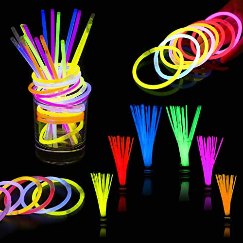 Trimming Shop Knicklichter Party Set für Kinder & Erwachsene, 200 Leuchtstäbe mit Verbinder Lang anhaltende Neon Knicklichter Halsketten, Armbänder, Halloween mitgebsel kinder, Deko & Festival Zubehör