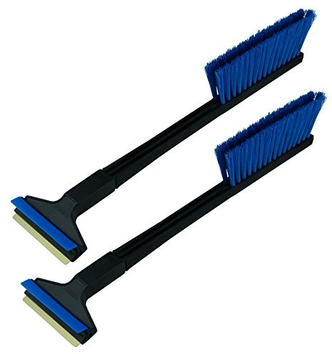 [ 2 Stück ] - Eiskratzer Auto mit Besen Murska Eiskratzer Messing 420mm Scheibenkratzer Schneebesen Auto Schneebürste lang Schneefeger Winter Schnee Bürste Feger Finnland (2x L&P A056 Schwarz Blau)
