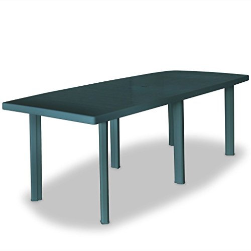 Tidyard Table de Jardin | Table d'extérieur en Plastique 210 x 96 x 72 cm Vert
