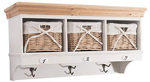 Landhaus Vintage Look Möbel weiß Regal Wandregal Schweberegal Möbel Aufbewahrung (Wandregal Lev)