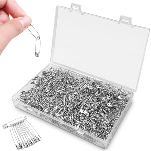 ADNEWX 1000 STK Sicherheitsnadeln 30mm Sicherheitsnadel aus Vernickeltem Stahl für Haushalt Nähen DIY Handwerk Kunst