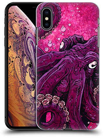 Head Case Designs Offizielle David Lozeau Tintenfisch Kalamar Bunter Grunge Harte Rueckseiten Handyhülle Hülle Huelle kompatibel mit Apple iPhone XS Max