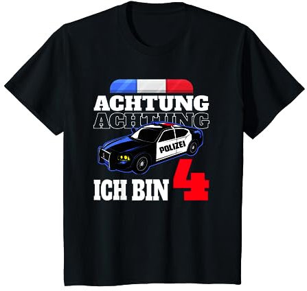 Kinder Kinder Polizei 4. Geburtstag Junge Ich bin 4 Jahr Geschenk T-Shirt