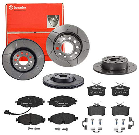 Brembo Bremsscheiben Max Line + Beläge Vorne + Hinten für für Skoda Octavia 3 5E5
