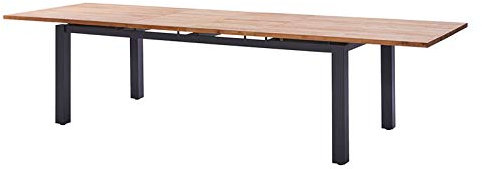 DIAMOND GARDEN Porto Esstisch, Edelstahl-Dunkelgrau/Recycled Teak, 220-320x100 cm, ausziehbar