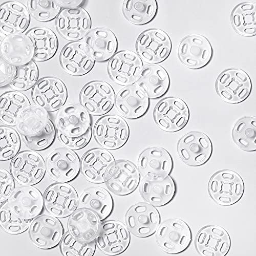 Geosar 40 Paare Kunststoff Druckknopf Verschlussknöpfe Transparente Knöpfe Unsichtbare Annähen Druckknöpfe Kunststoff Klare Knöpfe für DIY Handwek Nähen von Kleidung (12 mm/ 0,47 Zoll)