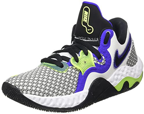 Nike Renew Elevate 2, Zapatillas de bsquetbol Unisex Adulto, White Black Volt Indigo Burst, 44 EU
