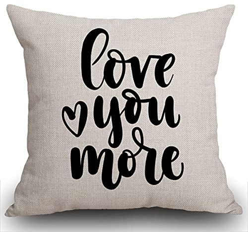Smooffly Cushion Cover 45 x 45 cm - Love You More, Calligraphy, Home Decor, Wedding Gift, Engagement Present, Housewarming Gift, Throw Pillow 18X18 inches