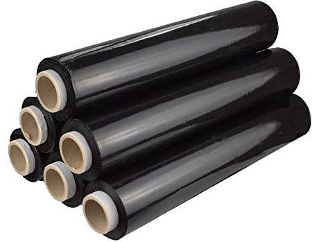 V1 Trade Film Noir Emballage Noir - 6 Rouleaux Film Palette 50cm x 350m - Plastique Protection pour Colis et Meubles