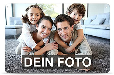 Blech-Schild selbst gestalten - Metall-Poster mit Foto und Text bedrucken - Schild A4, 20x30cm, Querformat I Personalisiertes Geschenk