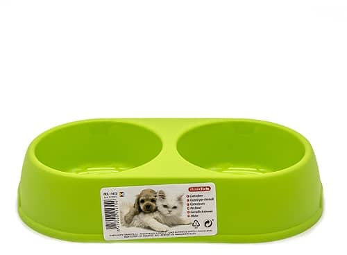 CABLEPELADO - Comedero plastico Doble Redondo para Mascotas - Bol Mascotas - Cuenco Agua - Bebedero - Plato Animales - plastico- Color Verde