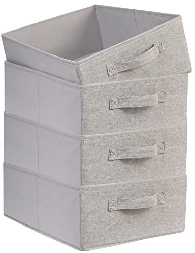 OVAKIA 4 Piece Clothes Drawer Organisers, Foldable Storage Box Shelf Fabric Wardrobe Organiser Box Bins with Handles for Socks Underwear Toys