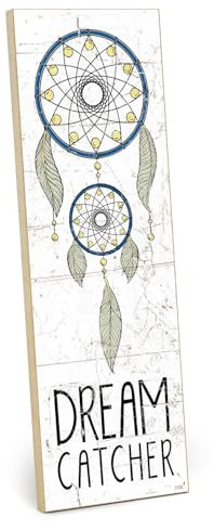 TypeStoff Holzschild mit Spruch – Dream Catcher – im Vintage-Look mit Zitat als Geschenk und Dekoration zum Thema Traumfänger und Schlafzimmer - HS-01154
