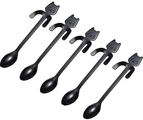 Cucchiai da 5 Pezzi Cucchiaio da Gatto Cucchiaino da caffè Cucchiaino da tè in Acciaio Inossidabile Cucchiaio Carino da Appendere, per caffè Zuppa di Zucchero Gelato Dessert Fornit