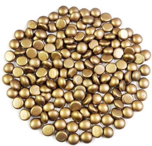 HappyFiller 0.9 kg goldene Nuggets flache Murmeln Glassteine Kieselsteine, gewichtete Füllstoffe für Blumenvasen, Herbst, Weihnachten, Kerzenhalter, Tellerperlen, Tischstreuung, 1.27 cm