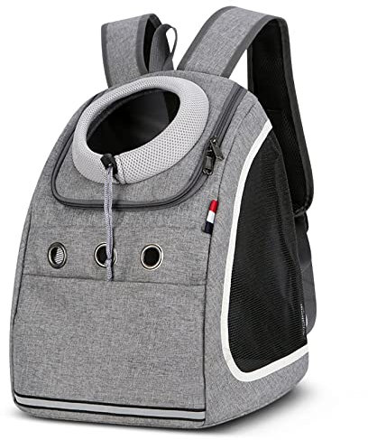 ALLSOPETS Haustier Hunde Rucksäcke Tragbar Transport Rucksack Reisen Tragetasche für Haustiere Reisen Atmungsaktive Tagesrucksack für Große Katzen Kleine Hunde (Hellgrau)