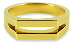 Herren Ring Silber und Gold aus 925 Sterling Silber (18k vergoldet) poliert handgemachte Fläche minimalistisch hochwertiger moderner Herrenschmuck aus Deutschland (Gold, 54)