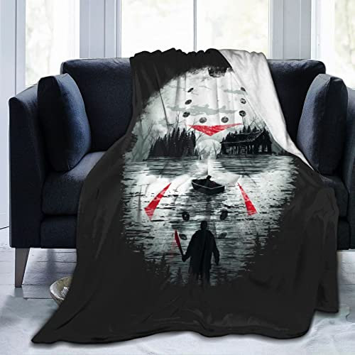 Horror-Filmdecke, ultraweich, Flanell, Plüsch, Überwurf, super flauschig, warm, leicht, Thermo-Fleece, gemütlich, für alle Jahreszeiten, für Reisen, Büro, Outdoor, Zuhause, Couch, Sofa, 127x101 cm