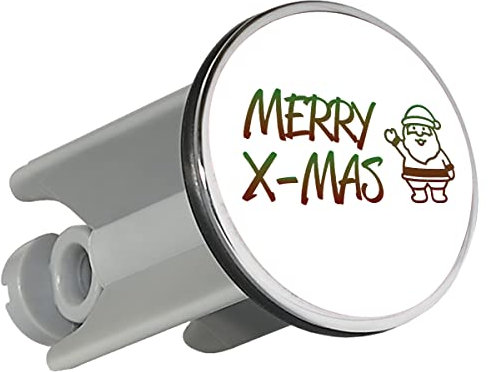 Huuraa Waschbeckenstöpsel Merry X-Mas Weihnachtsmann Geschenk 4cm höhenverstellbar 6,5 bis 8,5cm Merry X-Mas Geschenkidee