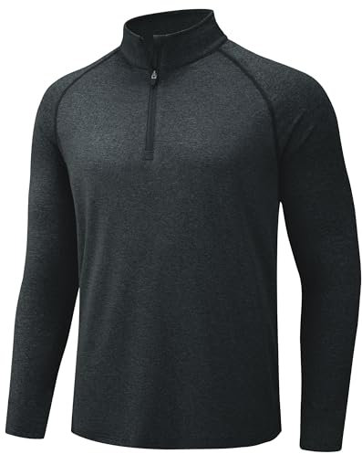 TACVASEN Mens Long Sleeve Tops UPF50+ Half Zip Top Quick Dry Running T Shirts Lightweight Gym T Shirt for Golf Walking Black,3XL