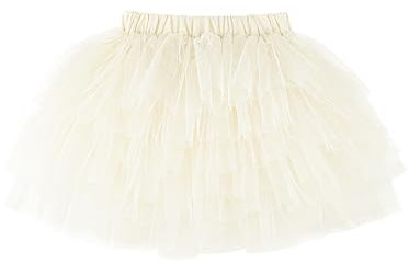 Bebè Bambine Ragazze Gonna Tutu a Strati Principessa Corta Mini Tutù Danza Classica Con Elastico in Vita Costume Accessorio Basic - Beige Bianco Taglia del Produttore 80
