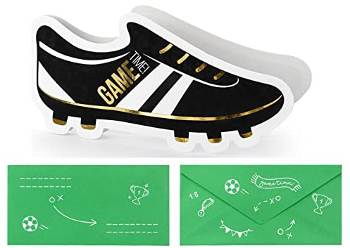Libetui Set 6 Einladungskarten Fußball Einladungen Geburtstag Kinder und Erwachsene Party Kicker Fußballtreff Einladung Fussballschuhe