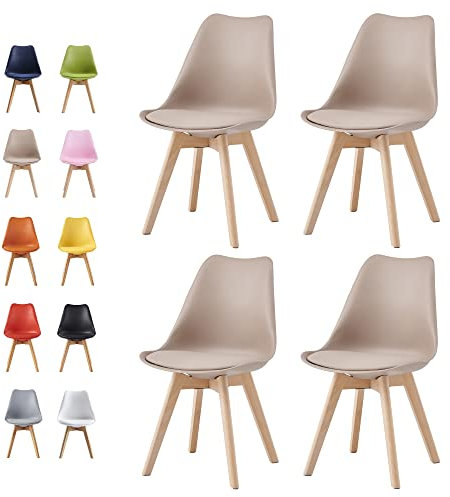 mcc direct Esszimmerstühle im 4er Set Küchenstuhl Bürostuhl Lounge Stuhl Designer Schalenstuhl Eva (Braun)