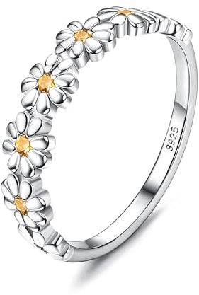 Milacolato Ring Damen Gänseblümchen Silber 925 Damen Ringe Frauen 18 Karat Gold Gefüllter Hawaiianischer Ring Mit Buntem Zirkonia Hochglanzpolierter Comfort Fit Statement-Eheringring