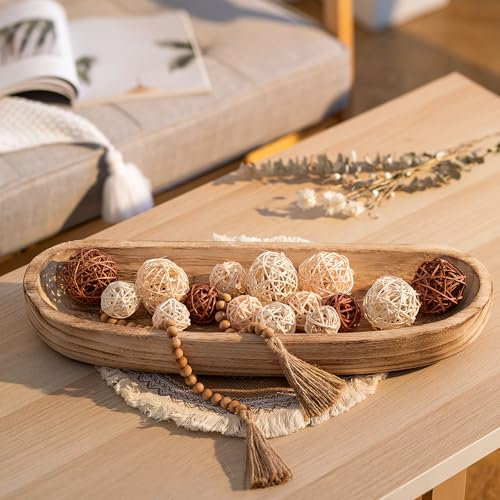 Hanobe Holzschale Deko Holztablett Dekoschale: Groß Tablett Rechteckig Schlüsselschale Holz Laenglich 56cm Schlüssel Schale Kerzen Teller Obstschale Tisch Dekotablett Verbranntes Holz