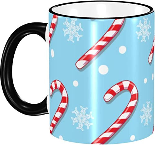 RFSHOP 330ml Keramik Tasse Weihnachten Himmel Zuckerstange Tasse Große Kaffeetasse Teetasse Geeignet für Küche Restaurant Büro