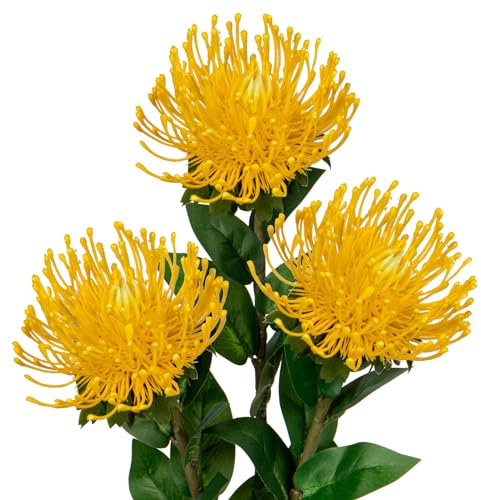 3er-Set Künstliche Nadelkissen Blume Kunstblumen Chrysanthemen Dekoration Künstliche Spinnen Dekoration für Herbstdeko Heimdekoration, Hochzeit, Garten Party Dekoration Blumenarrangement, Hellgelb