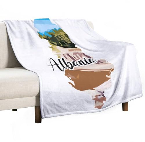 CustonCares Albanien flauschige weiche Decke, 101,6 x 127 cm, Plüsch, flauschig, gemütlich, Architektur, Karten, Baukunst, Szenische Bettwäsche, Fleecedecke für Erwachsene, Mutter, Vater