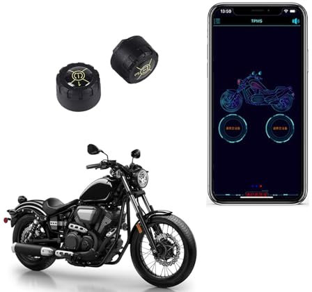 MOMOTOU Reifendrucksensoren 5.1 Bluetooth-kompatibel TPMS 5 Alarm Modi Reifendrucküberwachungssystem Externer Sensor für Android/iOS Auto Motorrad (2 Stück)