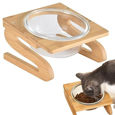 Gamelle à Eau pour Chat - Gamelle inclinée - Anti-éclaboussures - Surélevée et inclinée - pour Chats et Chiens de Petite et Moyenne Taille