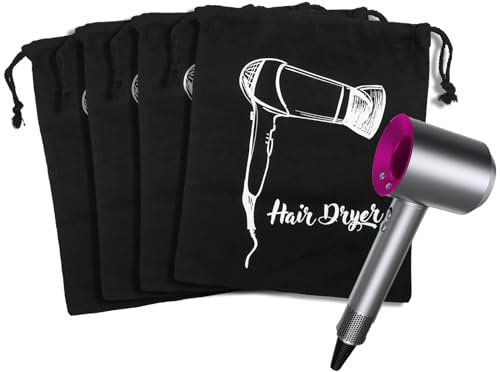 Hair Dryer Bags Bulk, Hairdryers Storage Drawstring Pouch, Blow Dryer Case Container Hairdryer and Styling Tools Accessories Bags for Hotel Home Bathroom Travel 35 x 30 CM (Black 4 PCS)