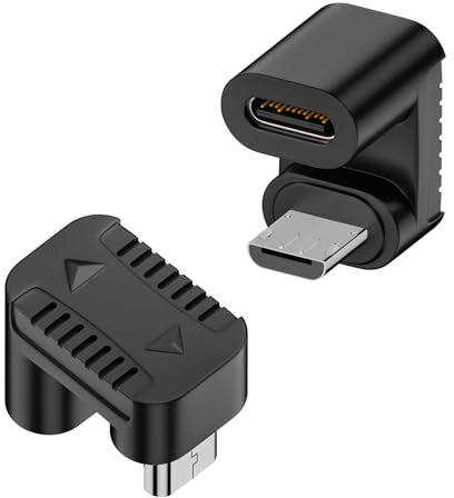QIANRENON Adaptateur USB C vers Micro USB coudé en U - Adaptateur USB C femelle vers Micro USB mâle - Angle de 180 ° vers le haut - 10 W (5 V2 A) 480 Mbps, division en forme de U 5,4 mm, 2 pièces