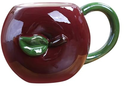 PETSOLA Taza de Café Taza Creativa para Bebida Taza Cerámica Decoración en Fruta con Diseño Cómodo Y Divertido Adecuada para Familias Amigos Colegas, manzana, tal como se describe