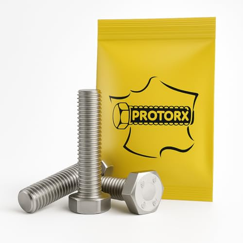 Vis Tete Hexagonale M4 x 50mm : 20 Pcs Boulon Inox pour Rondelles Metal Ecrou | Vis à Métaux Tête Hexagonale Acier A2 | Boulon Anti-Rouille - DIN 933 | PROTORX