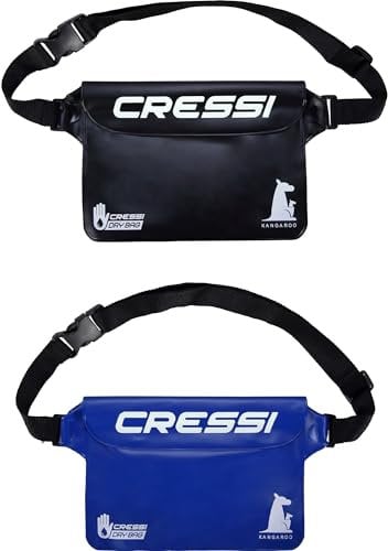 CRESSI Kangaroo Dry Pouch Bundle Black + Blue - 2 Erwachsene Kangaroo Dry Pouch Wasserdichter Beutel, 1 Schwarz + 1 Blau, Einheitsgröße, Unisex