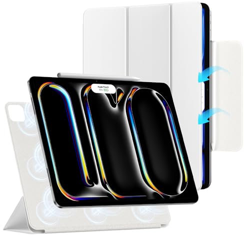 ZtotopCases Hülle für iPad Pro 13 Zoll 2024, Leistungsstarke Magnetische, Ultradünne, Leichte Schutzhülle mit Klappbarem Ständer und Auto Schlaf-/Weckfunktion, Weiß