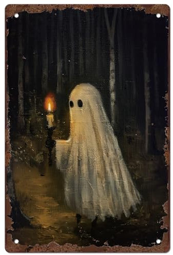 FREEBLOSS Halloween Geist Vintage Metall Blechschild Metall Poster Vintage Poster Retro Wanddekoration Lustiges Blechschild Wandkunst Dekorplakette Für Zuhause Bar Club Lustige Raumdekoration