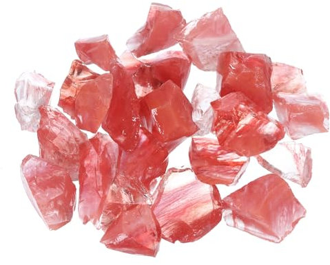 QUARKZMAN Feu Verre pour Feu Fosse,2-3cm(1/9) Élevé Lustre Réfléchissant Verre Roches pour Naturel ou Propane Cheminée, Coffre-Fort pour Extérieur et Intérieur Feu Fosse Verre, Rose