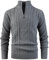 Btmpmcs Men's 1/4 Zip V Neck Jumper Long Sleeve Stand Up Knitted Sweater Autumn Winter Warm Pullover Casual Work Golf Top Half Zip Cable Knit Classic Sweatshirt Dark Grey