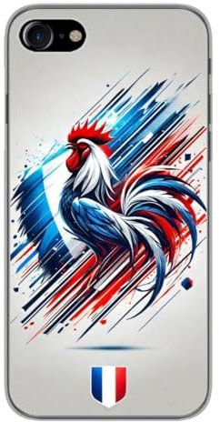 1001COQUES Carcasa de teléfono compatible con Apple iPhone SE 2020, Apple iPhone SE 2022, Design Coq Francais, Impreso en Francia, Funda blanda de silicona, funda protectora.