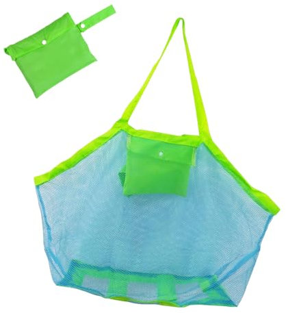 Strandtasche Strandspielzeug Tasche-Sandspielzeug Netztasche Große Strandtasche Grün Aufbewahrungstasche für Strand Wasserspielzeug Familie Urlaub (Blau)