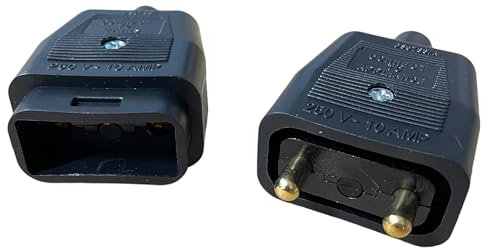 2 Pin In-Line Connector Plug, 10 Amps (Black)