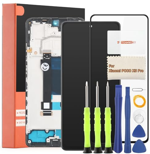 TGHongKy Pantalla Táctil LCD para Xiaomi Poco X5 Pro 5G Pantalla Reemplazo para Poco X5 Pro 5G 22101320G 22101320I Pantalla Digitalizador Asamblea con Herramientas de Reparación - [Negro con Marco]