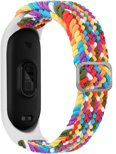 Armband Nylon für Xiaomi Smart Band 7 / Mi Band 6 / Band 5 / Band 4 / Band 3, Sport Armbänder Uhrenarmband, Ersatzarmband für Amazfit Band 5 (Rainbow)