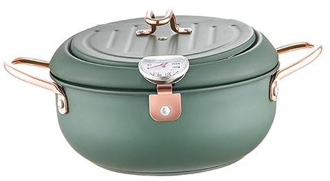 MOLUCKFU 1pezzi Pentola Friggitrice Acciaio Inossidabile Non Appiccicosa Per Tempura Design Efficiente e Facile Da Pulire Compatibile Con Induzione Per Cucina Domestica e Professionale