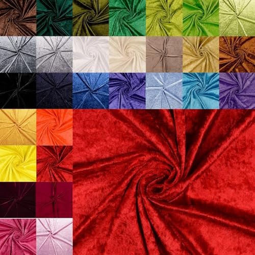 Pannesamt Meterware - Panné Samt Stoff - Dekostoff, Knit Velour Polyester - Samtstoff glänzend - Velour glänzend *Ab 50cm x 147cm, Farbe: 050 rot